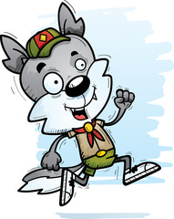 Poster - Cartoon Male Wolf Scout Running