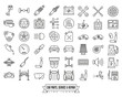 Car parts, service and repair line icon set