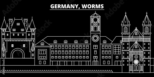 Worms Silhouette Skyline Germany Worms Vector City German