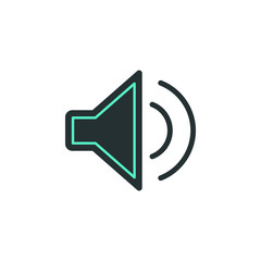 Aufkleber - sound on icon. Element of web icon with one color for mobile concept and web apps. Isolated sound on icon can be used for web and mobile