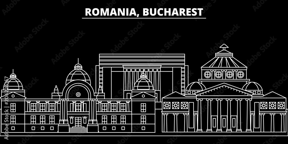 Bucharest silhouette skyline. Romania - Bucharest vector city, romanian ...