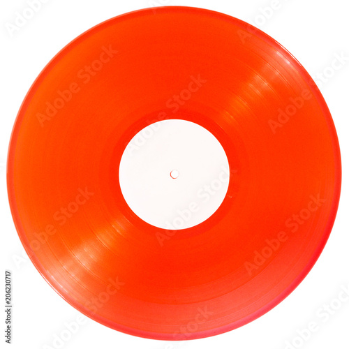 Fotografía Red transparent vinyl record isolated on white background