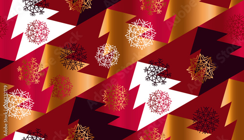 Abstract geometric red xmas tree seamless pattern