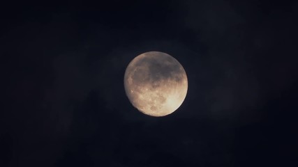 Wall Mural - Night sky and full moon cloud movement in 4K
