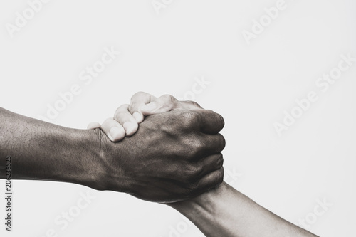Fotomural Helping hand, Rescue, Black and white image.