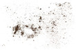 spilled dirt close up on a white background