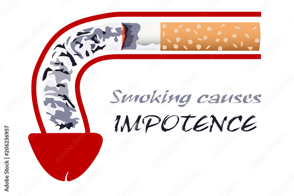tobacco impotence Illustration Concept Art of A Burning Cigarette with Ashes As A Symbol of  Penis Impotence or Erectile Dysfunction. The Anti-Tobacco Advertising for  The World No Tobacco Day on May 31. Stock Illustration |
