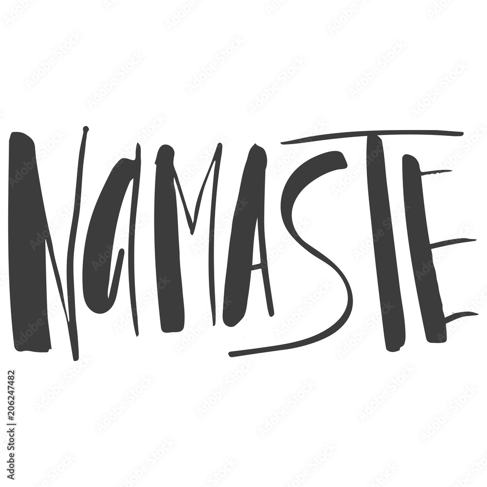 namaste inscription quote about yoga life hand lettered phrase black isolated on white background poster ekaterina volynshikov wallsheaven