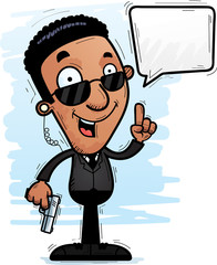 Canvas Print - Cartoon Black Agent Talking