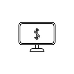 Poster - dollar in the monitor line icon. Element of bankig icon for mobile concept and web apps. Thin line dollar in the monitor icon can be used for web and mobile