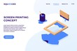 screen printing isometric vector elements illustration landing page website banner cover concept