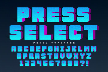 Aufkleber - Pixel vector font design, stylized like in 8-bit games.