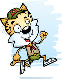 Fototapeta Młodzieżowe - Cartoon Male Bobcat Scout Running