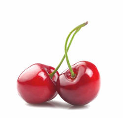 Canvas Print - Ripe juicy cherry on white background