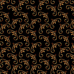 Poster - art deco swirl golden floral decoration pattern vector illustration dark background