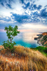 Wall Mural - Dramatic sunset at cape Fiolent. Crimea