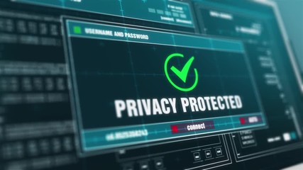 Privacy Protection Alert Message on Screen , Computer Screen Entering System Login And Password Logging into Showing progress granted System Security Warning  Message .