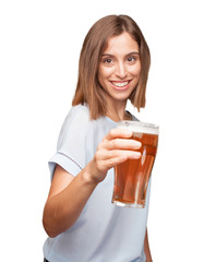 Wall Mural - young pretty woman drinking beer