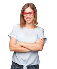 Wall Mural - young pretty woman smiling with glasses