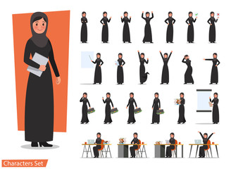 Wall Mural - set of business woman character poses