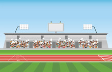 Crowd In Stadium Grandstand To Cheering Sport