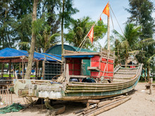 Bamboo Fishing Boat In Vietnam