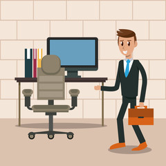 Business worker in office cartoons concept vector illustration graphic design