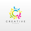 Letter C logo with colorful splash background