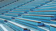 blue wooden grandstand stadium