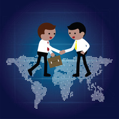 Businessman handshake on the world map