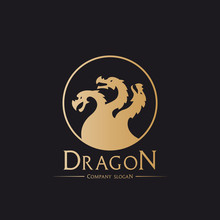 Dragon Logo. Three Headed Dragon Logotype.