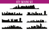 Fototapeta Miasto - City Skyline Vector Set