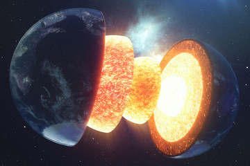 Wall Mural - structure core earth. structure layers of the earth. the structure of the earth's crust. earth cross