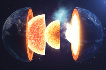 Wall Mural - structure core earth. structure layers of the earth. the structure of the earth's crust. earth cross