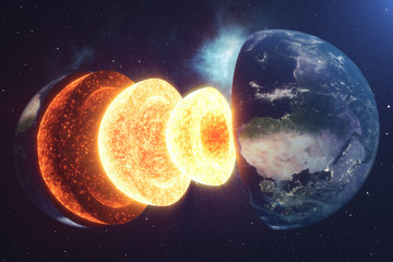 Wall Mural - structure core earth. structure layers of the earth. the structure of the earth's crust. earth cross