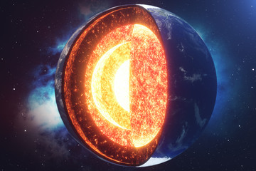 Wall Mural - structure core earth. structure layers of the earth. the structure of the earth's crust. earth cross
