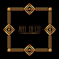 Sticker - golden art deco frame royal decorative geometric vector illustration