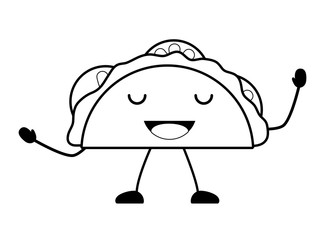 Sticker - Kawaii taco icon over white background, vector illustration