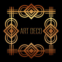 Wall Mural - golden art deco frame royal decorative geometric vector illustration