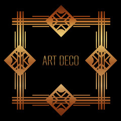 Wall Mural - golden art deco frame royal decorative geometric vector illustration