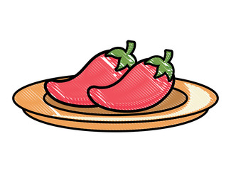 Wall Mural - dish with chili peppers over white background, colorful design. vector illustration