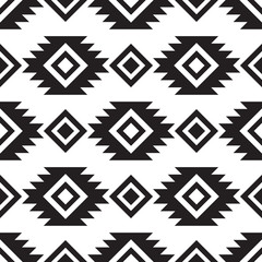 Wall Mural - Seamless tribal black and white pattern