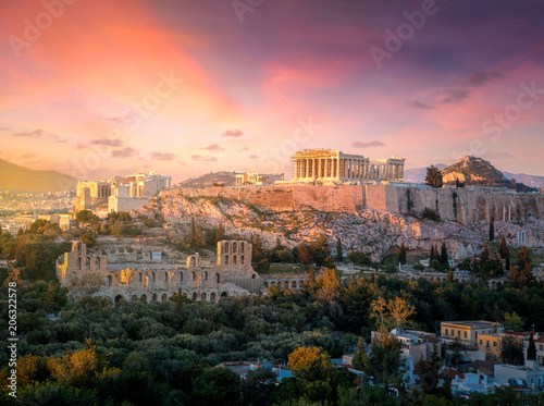 Zdjęcie XXL Akropol w Atenach o zachodzie słońca