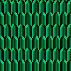 Wall Mural - Green mosaic, geometric seamless pattern with leaves