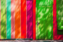 Multi-colored Wooden Wall And Door In The House, Kiev, Ukraine