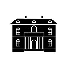 Cute villa black icon, vector illustration. Cute villa  concept sign.