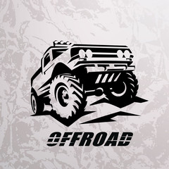 Wall Mural - offroad suv car monochrome template for labels, emblems, badges or logos