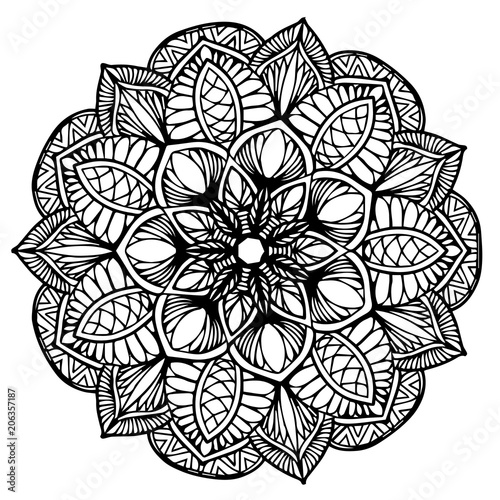 Cotton fabric Mandale do kolorowania książki. Dekoracyjne ozdoby rundy. Kwiat nietypowy kształt. Orientalne wektor, wzory terapii anty-stres. Splot elementów projektu. Joga logo wektor.