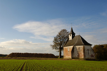 Poster - Chapelle Wallonie Belgique vert campagne rural