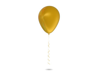 Wall Mural - Yellow balloon flying over white background